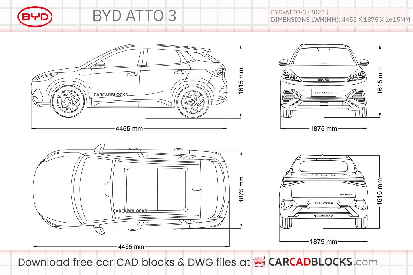 BYD Atto 3 Free CAD block, DWG File