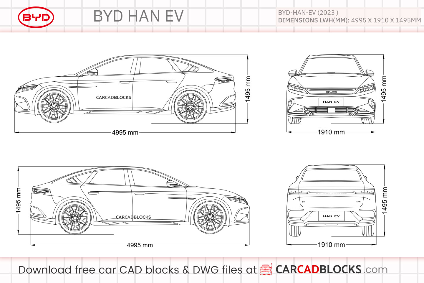 BYD Han EV Free CAD block, DWG File