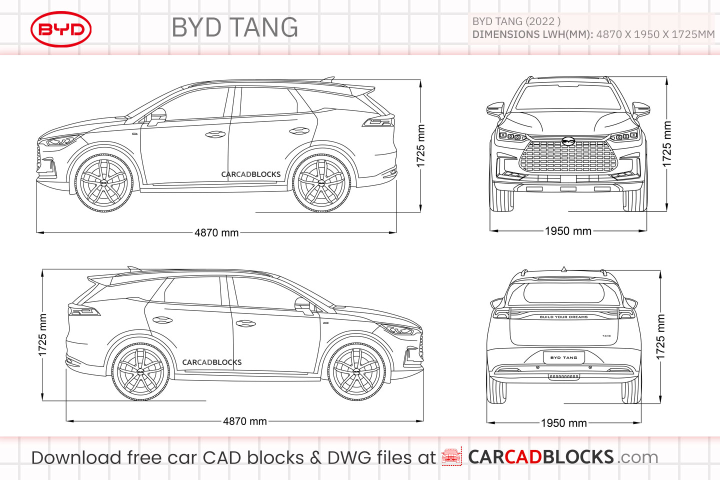 BYD Tang Free CAD block, DWG Model