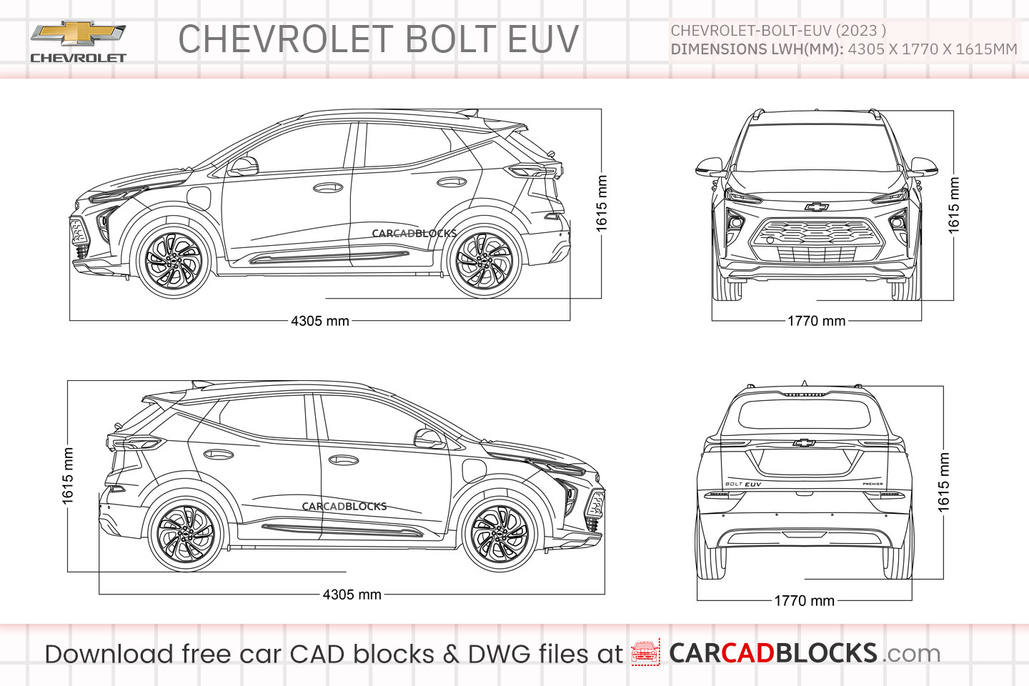 Chevrolet Bolt EUV Free CAD block, DWG File