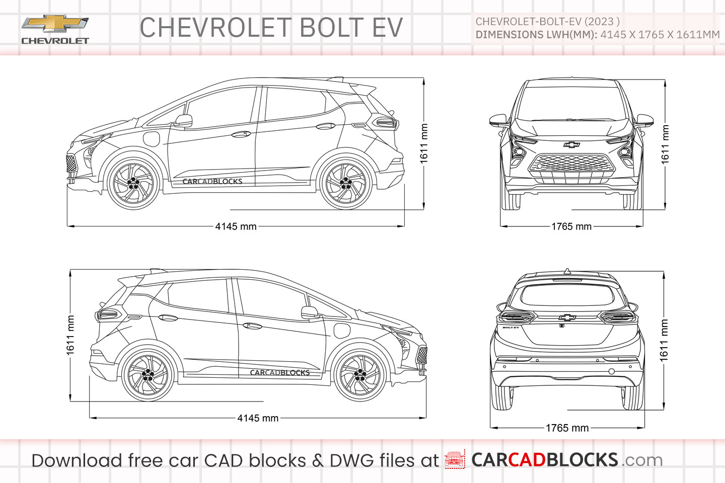 Chevrolet Bolt EV Free CAD block, DWG Model