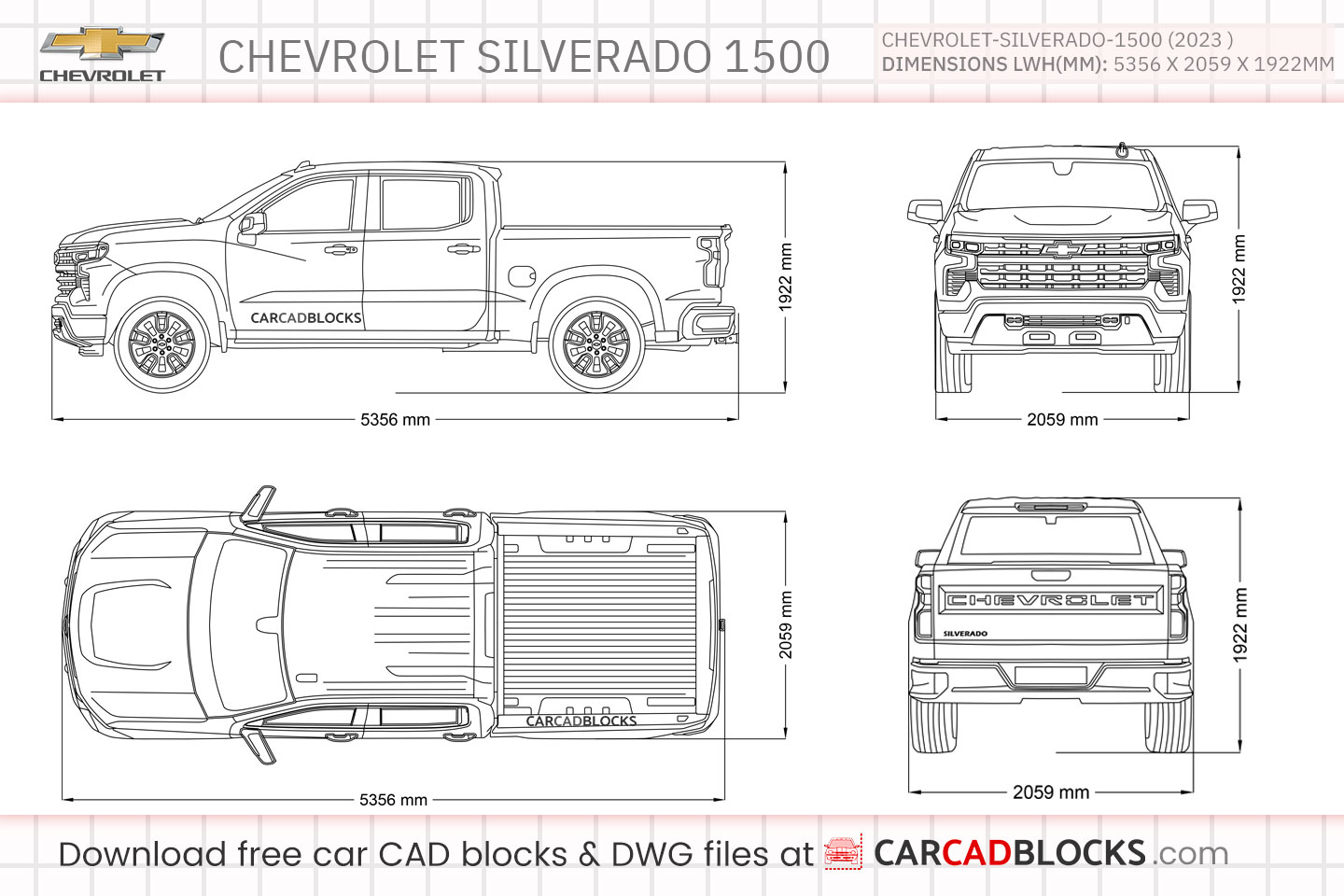 Chevrolet Silverado 1500 Free CAD block, DWG File