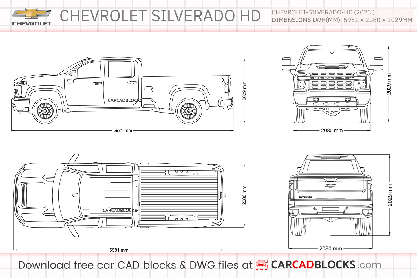 Chevrolet Silverado HD Free CAD block, DWG File