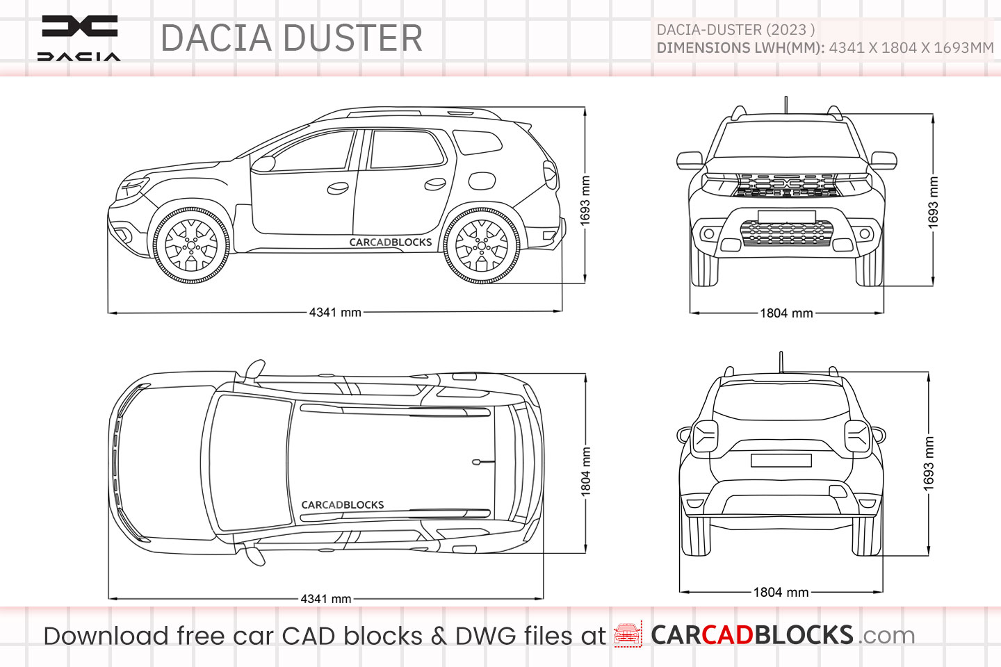 Dacia Duster Free CAD block, DWG File