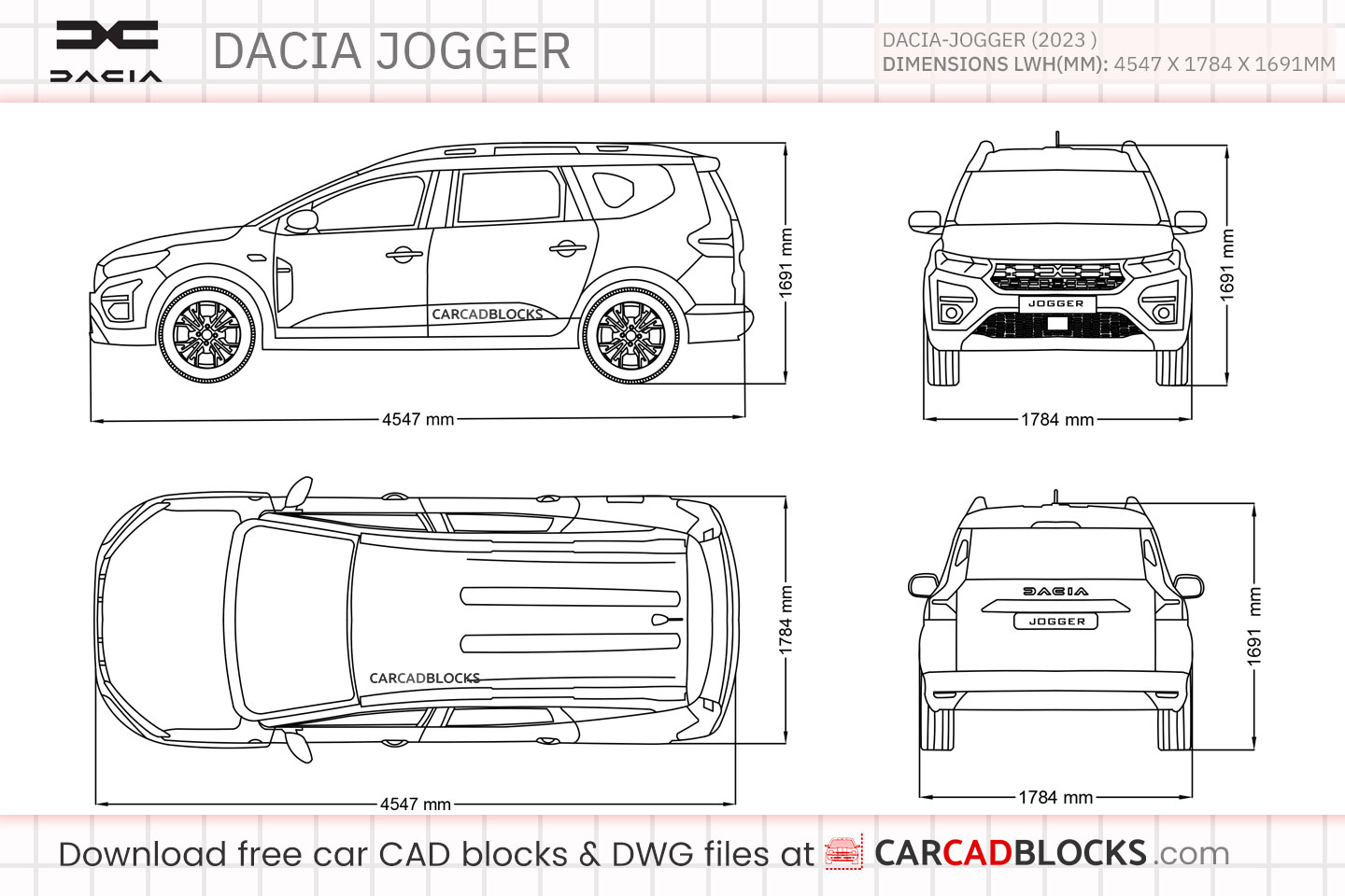 Dacia Jogger Free CAD block, DWG File