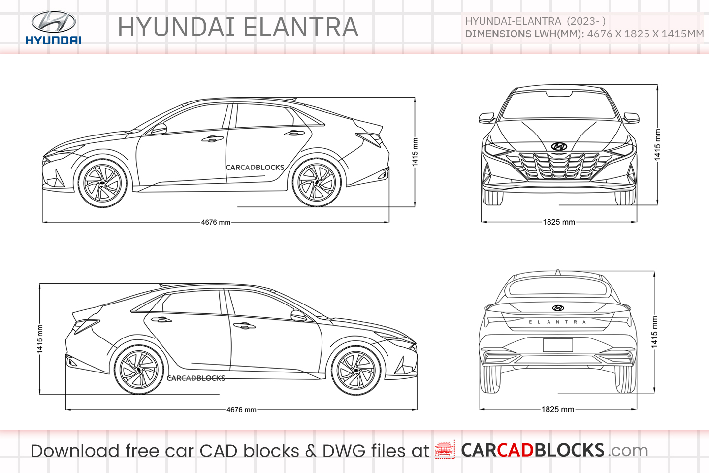 Hyundai Elantra Free CAD block, DWG File
