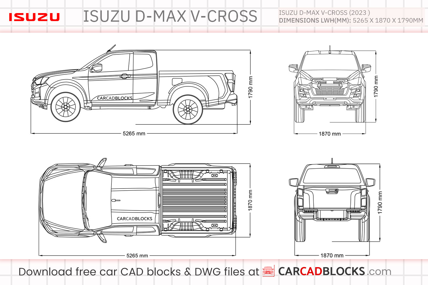 Isuzu D-Max V-Cross Free CAD block, DWG File