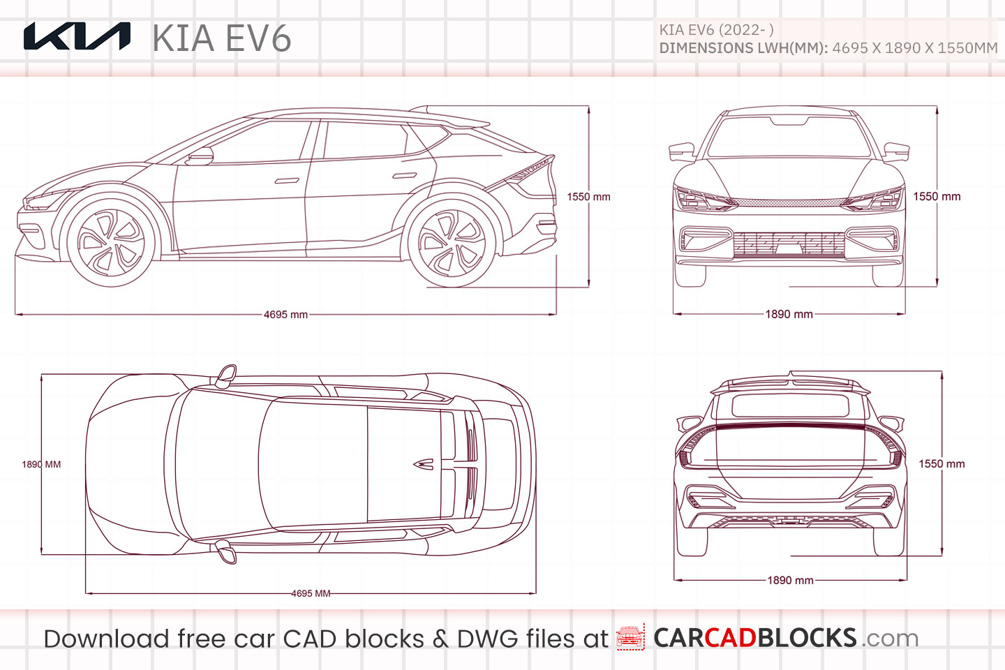 Kia EV6 Free CAD block, DWG File
