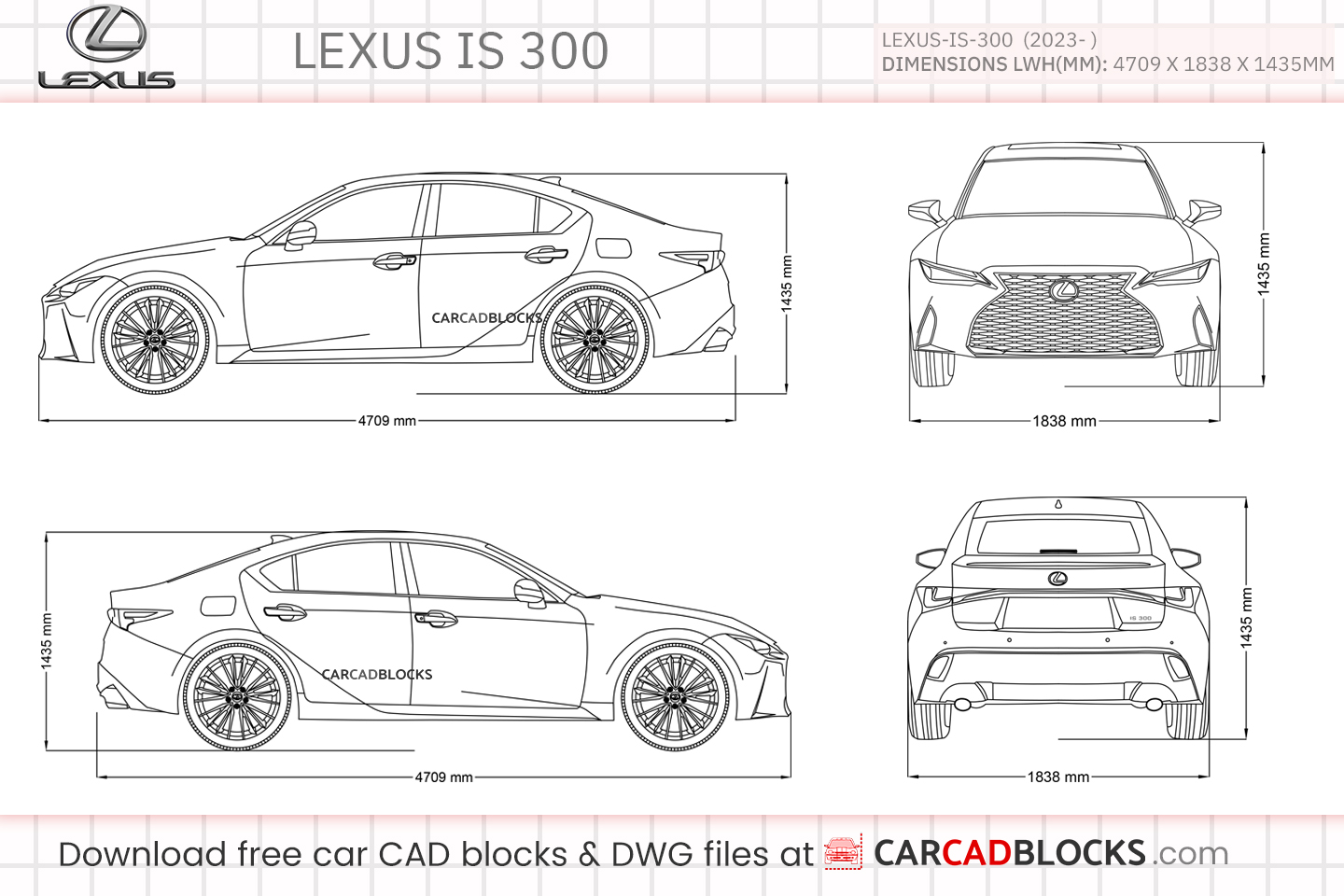 Lexus IS 300 Free CAD block, DWG File