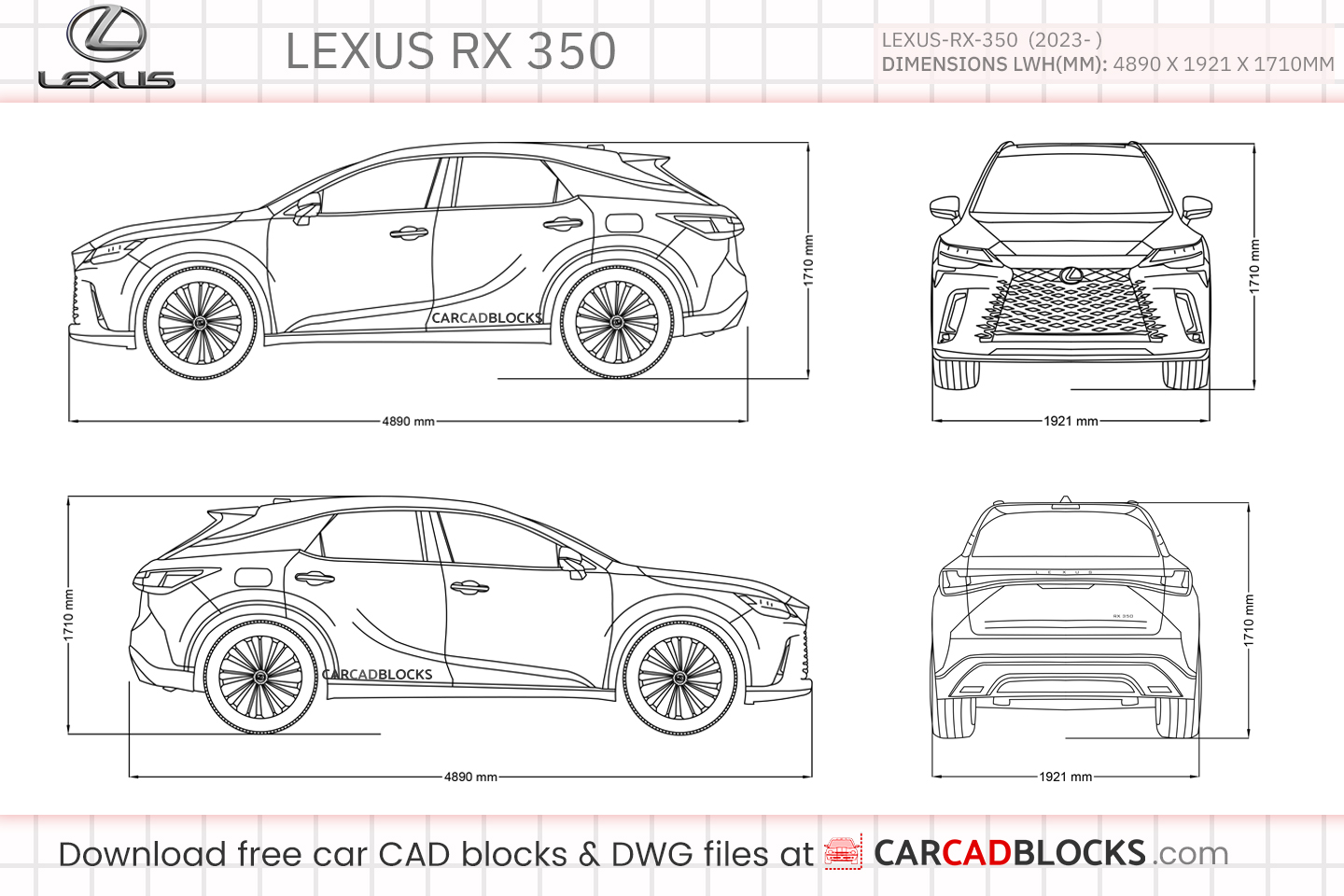 Lexus RX 350 Free CAD block, DWG File
