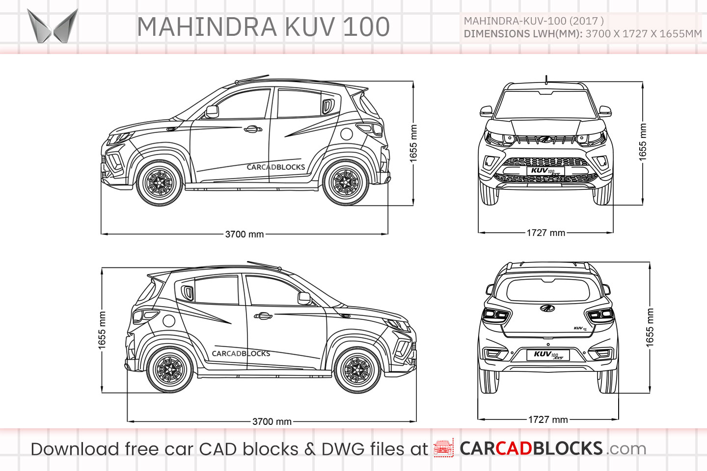 Mahindra KUV 100 Free CAD block, DWG File