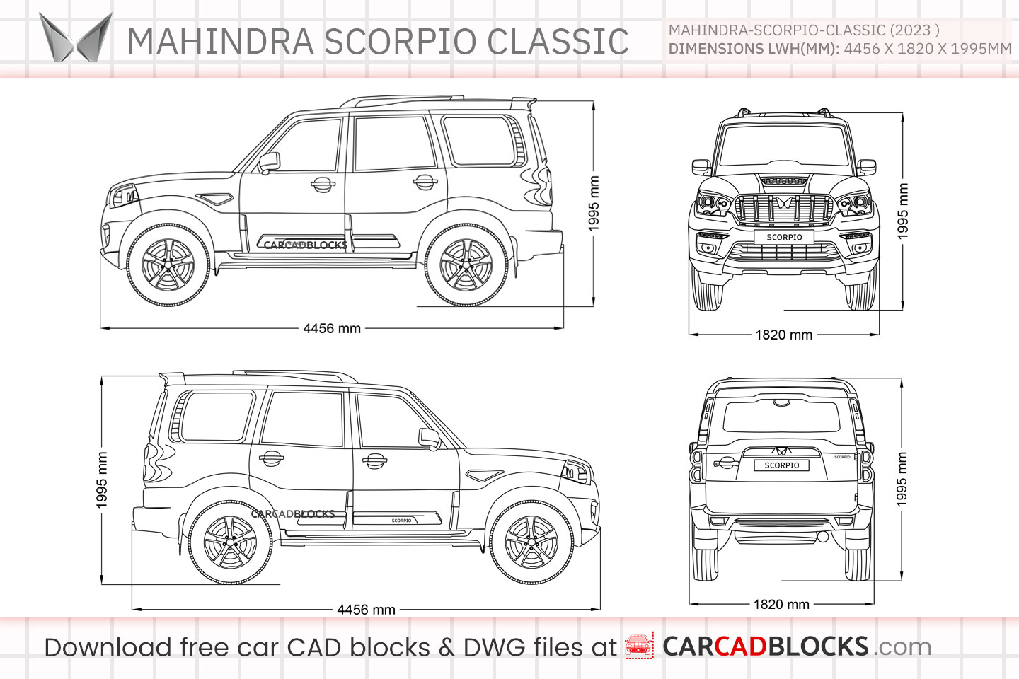 Mahindra Scorpio Classic Free CAD block, DWG File