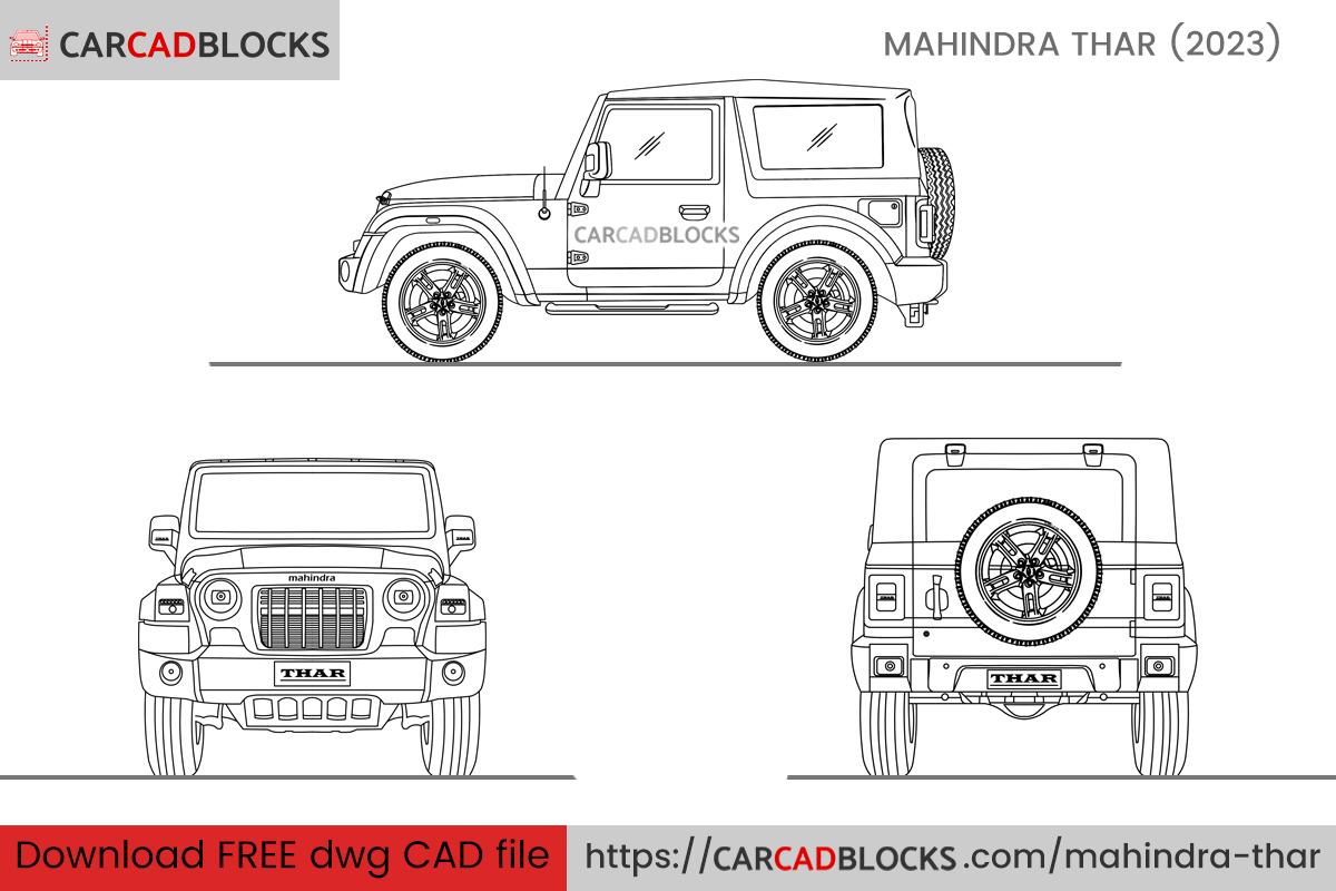 Mahindra Thar Free CAD block, DWG File