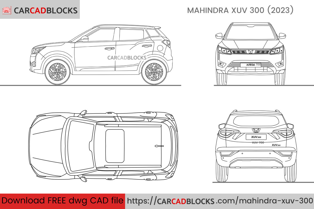 Mahindra XUV 300 CAD Block Free