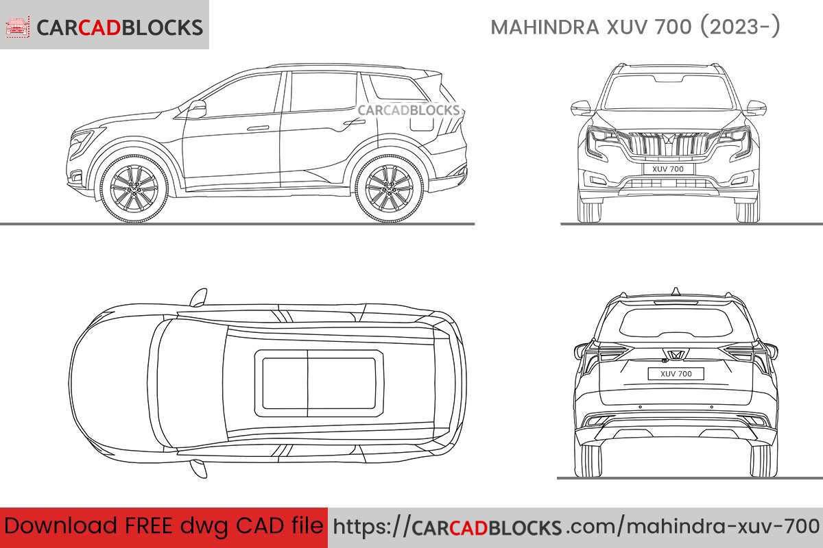 Mahindra XUV 700 CAD Block Free