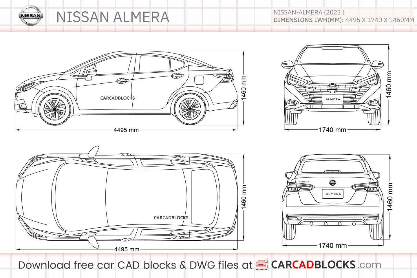 Nissan Almera Free CAD block, DWG File