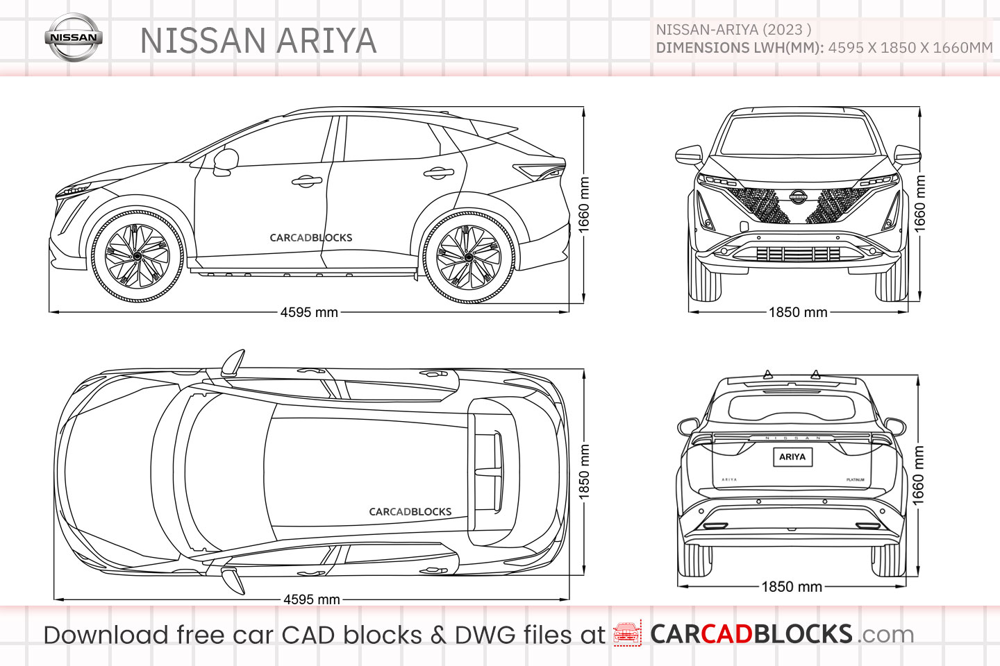 Nissan Ariya Free CAD block, DWG File