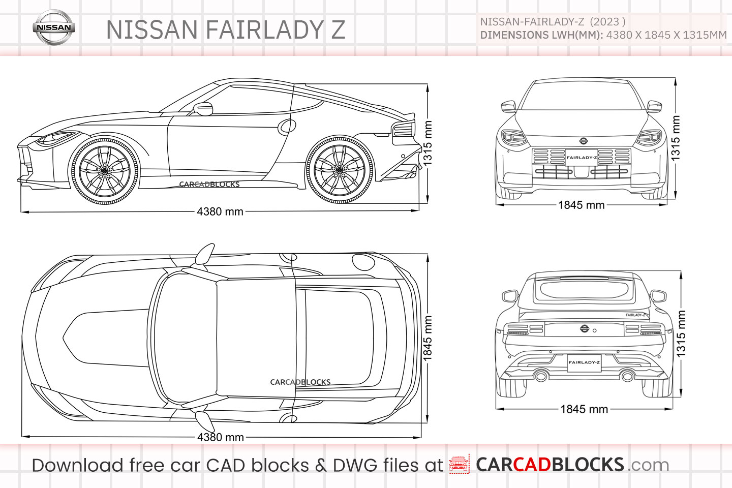 Nissan Fairlady Z Free CAD block, DWG Model
