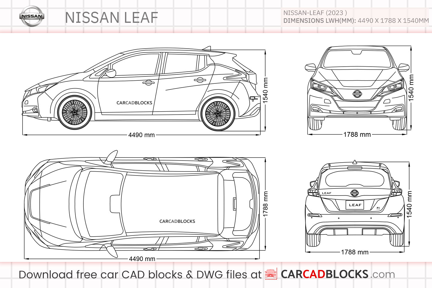 Nissan Leaf Free CAD block, DWG File