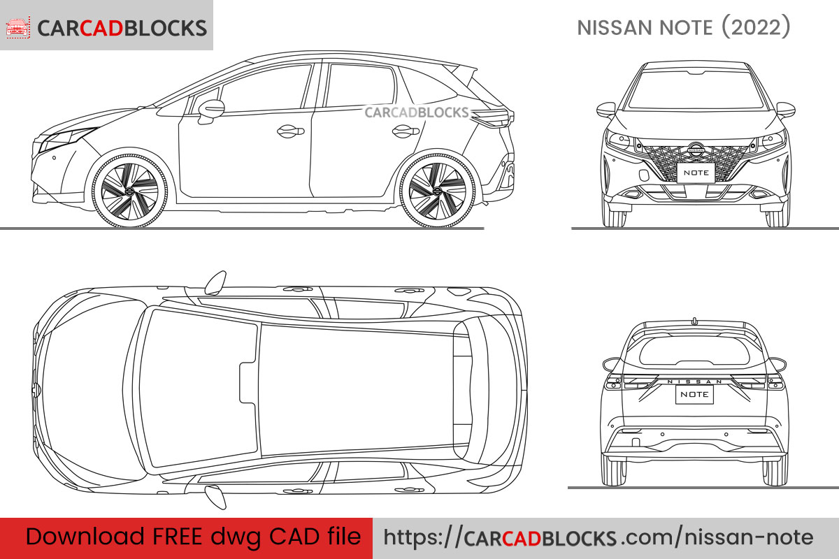 Nissan Note Free CAD block, DWG File