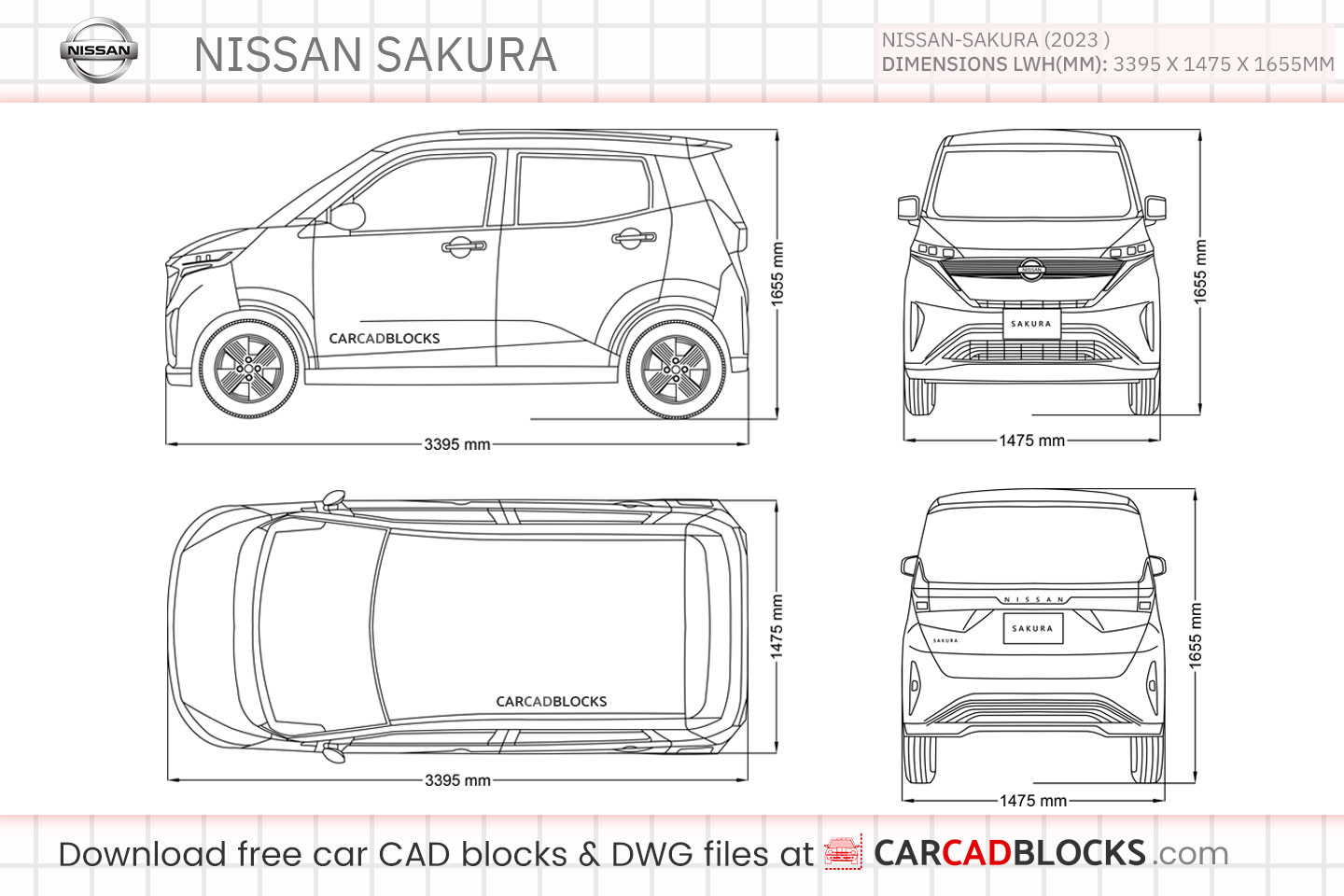 Nissan Sakura Free CAD block, DWG File
