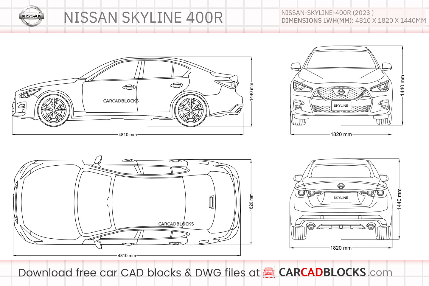 Nissan Skyline 400R Free CAD block, DWG Model