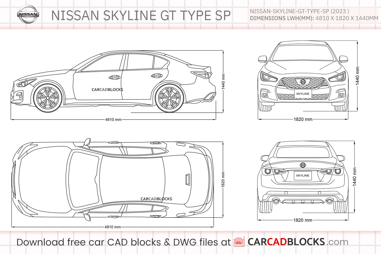 Nissan Skyline GT Type SP Free CAD block, DWG File