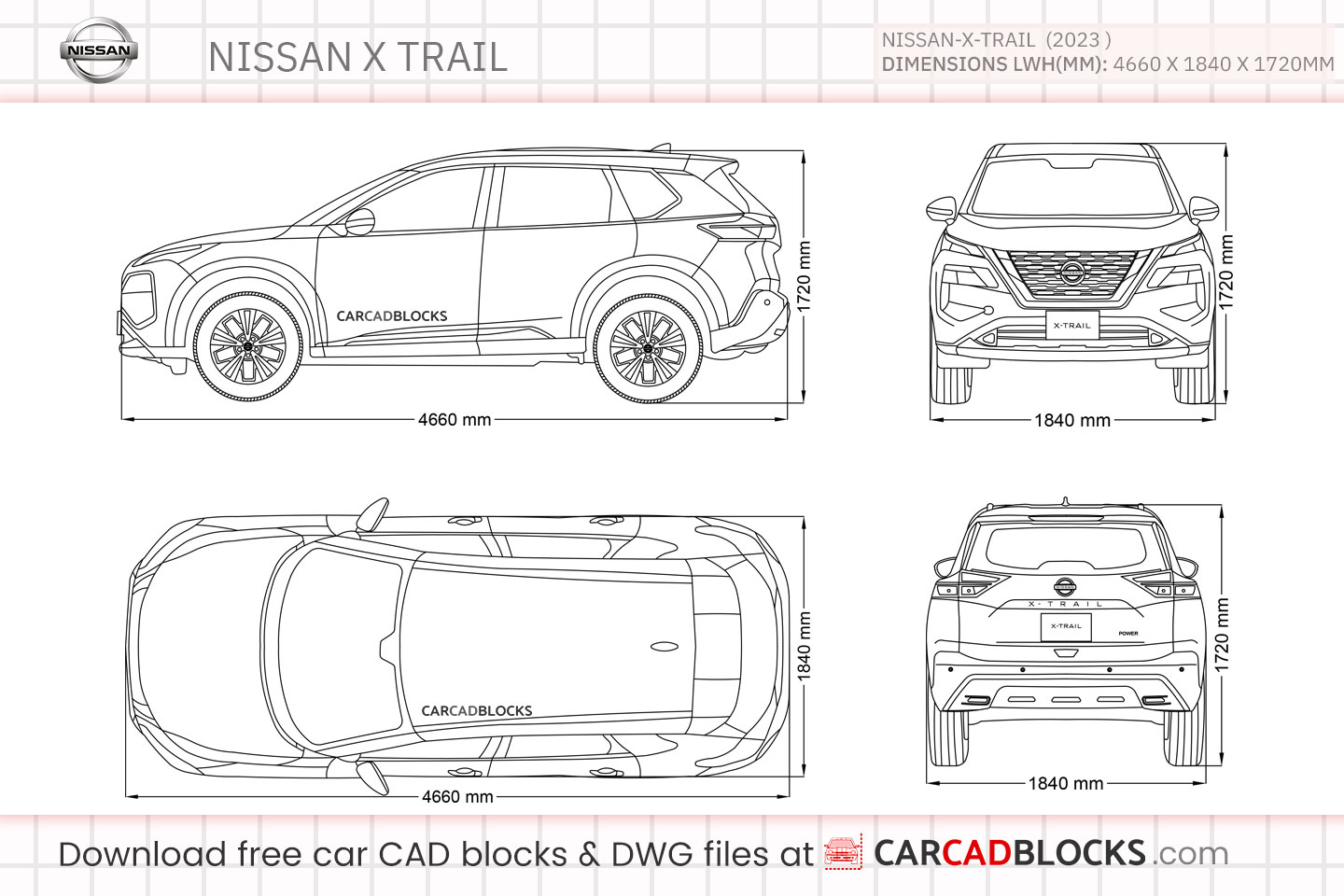 Nissan X-Trail Free CAD block, DWG File