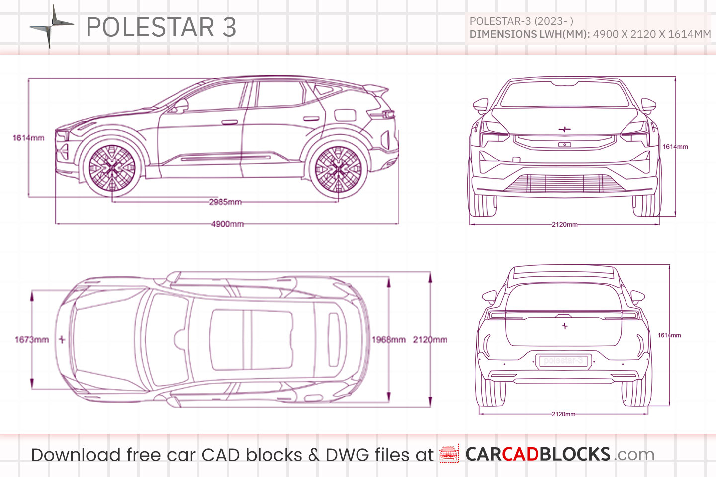 Polestar 3 Free CAD block, DWG File
