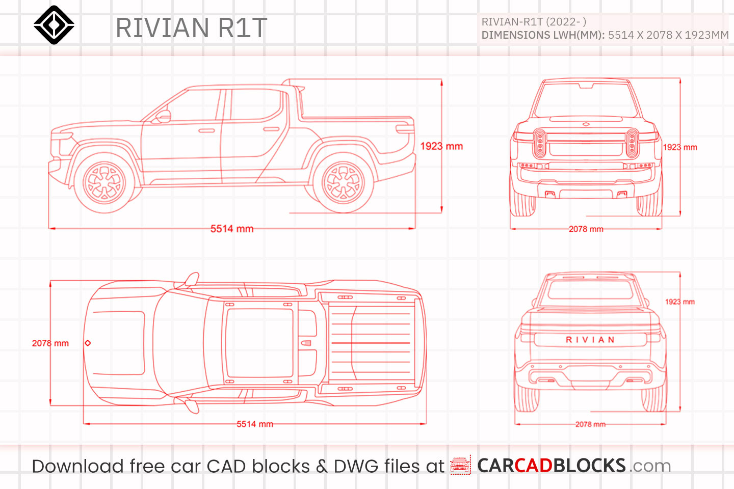 Rivian R1T Free CAD block, DWG File