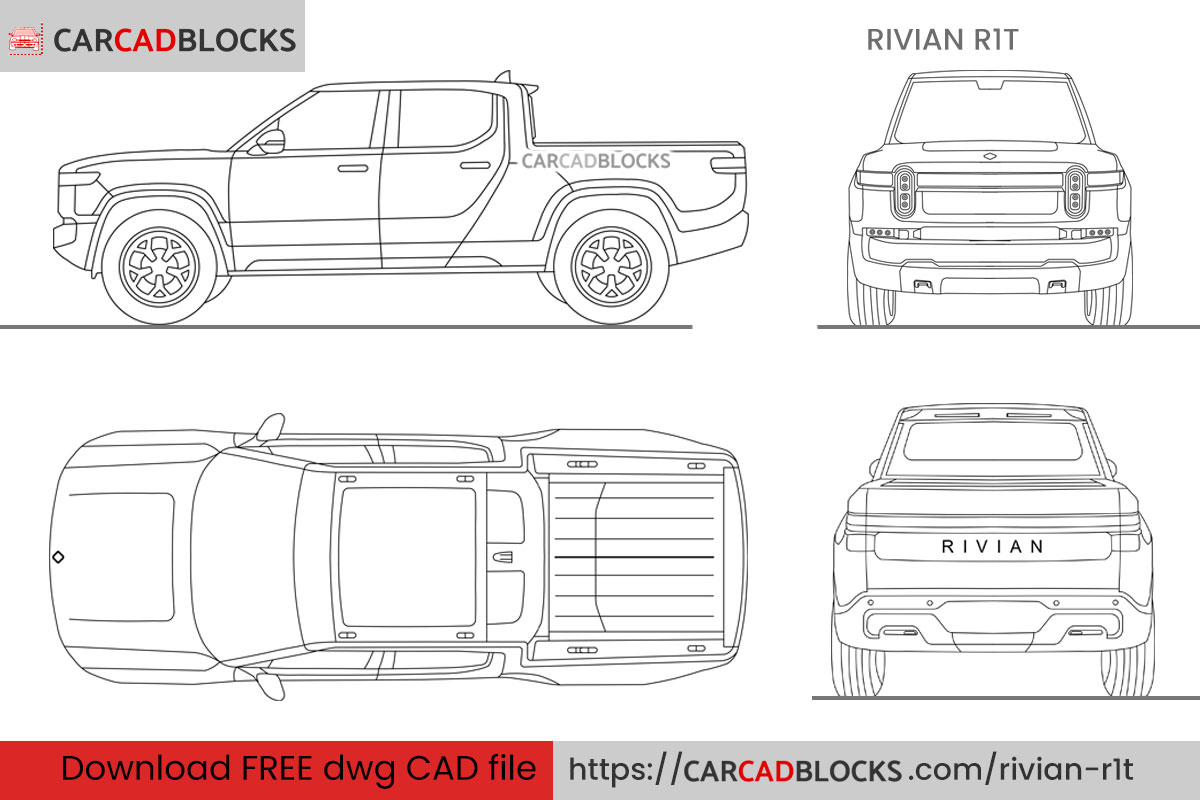 Rivian R1T CAD Block Free