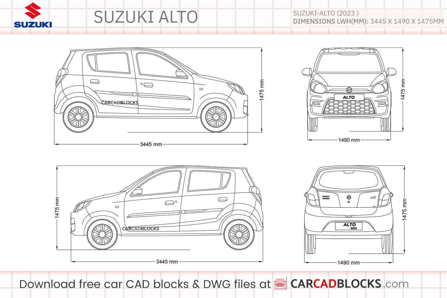 Suzuki Alto Free CAD block, DWG File