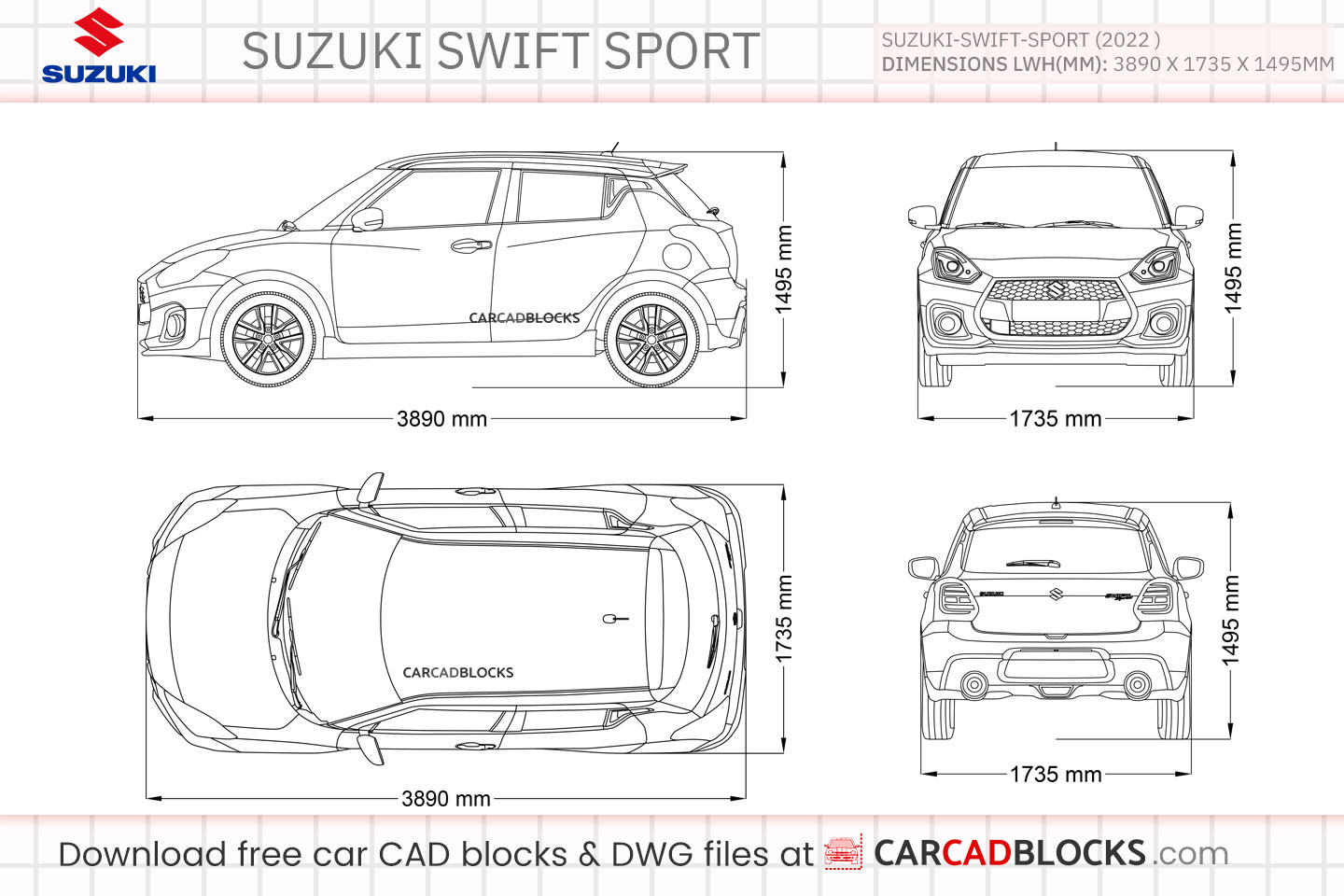 Suzuki Swift Sport Free CAD block, DWG File