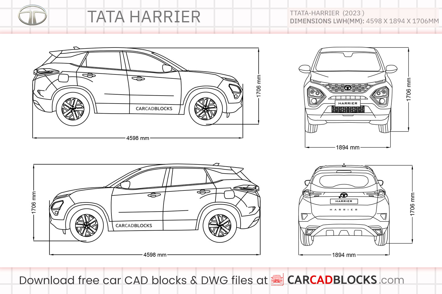 Tata Harrier Free CAD block, DWG File