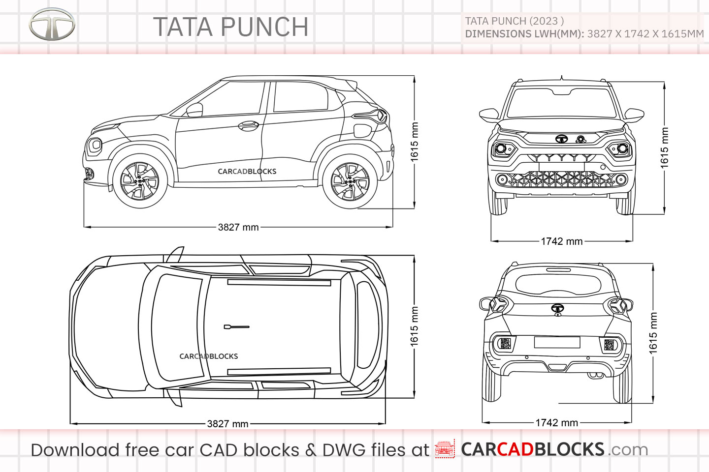 Tata Punch Free CAD block, DWG File