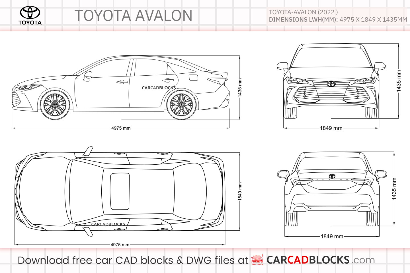 Toyota Avalon Free CAD block, DWG File