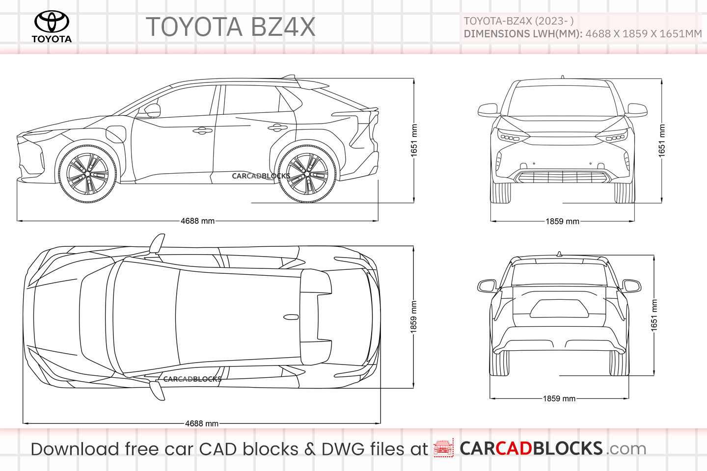 Toyota bZ4X Free CAD block, DWG File