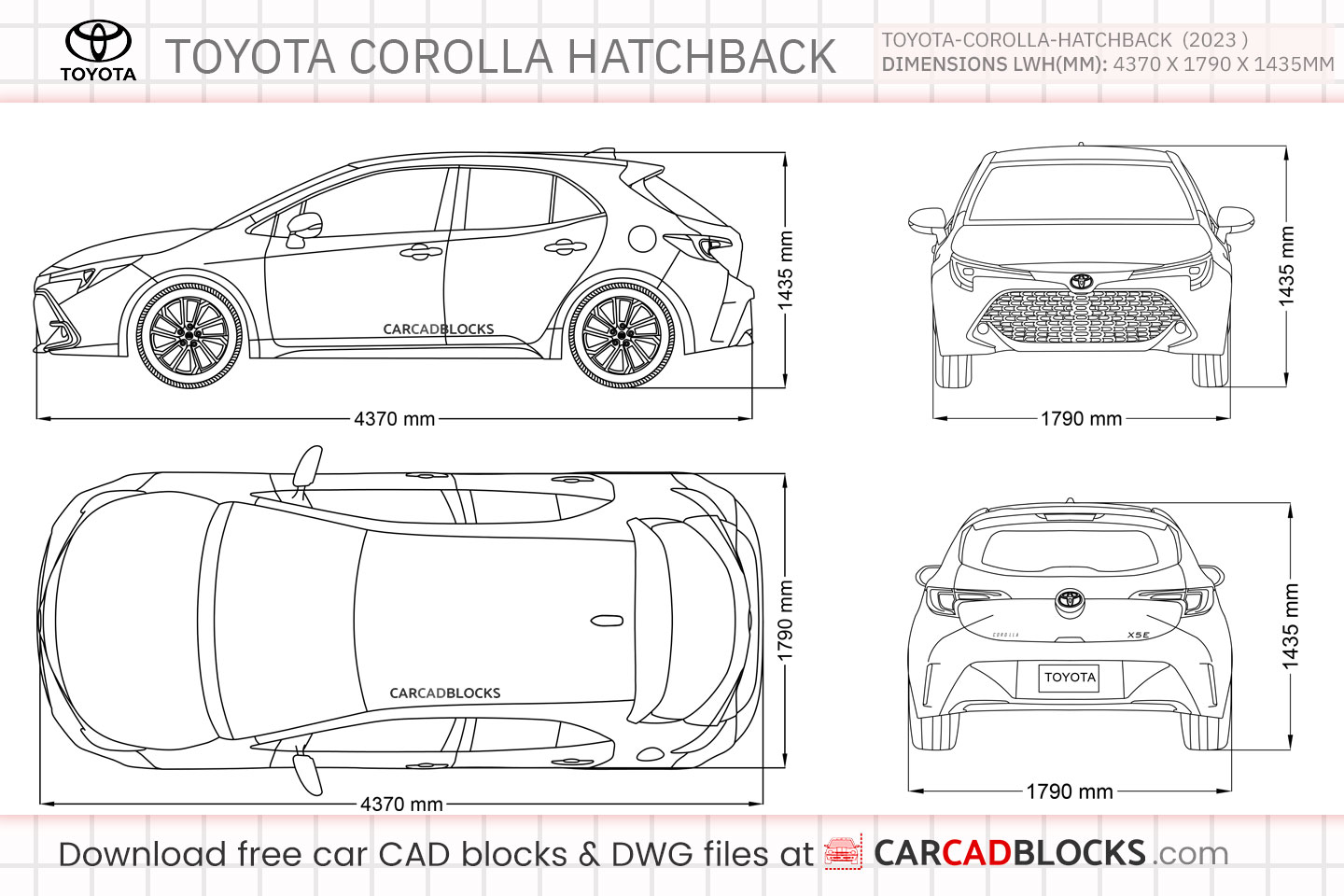 Toyota Corolla Hatchback Free CAD block, DWG Model