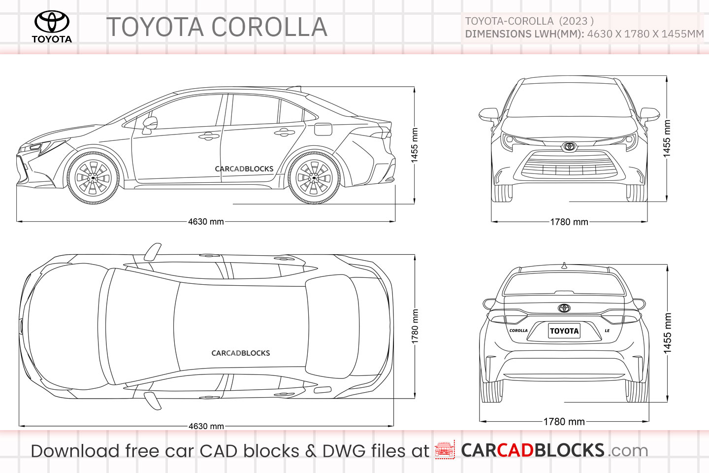 Toyota Corolla Free CAD block, DWG File