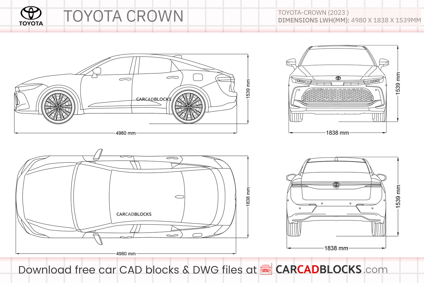 Toyota Crown Free CAD block, DWG File