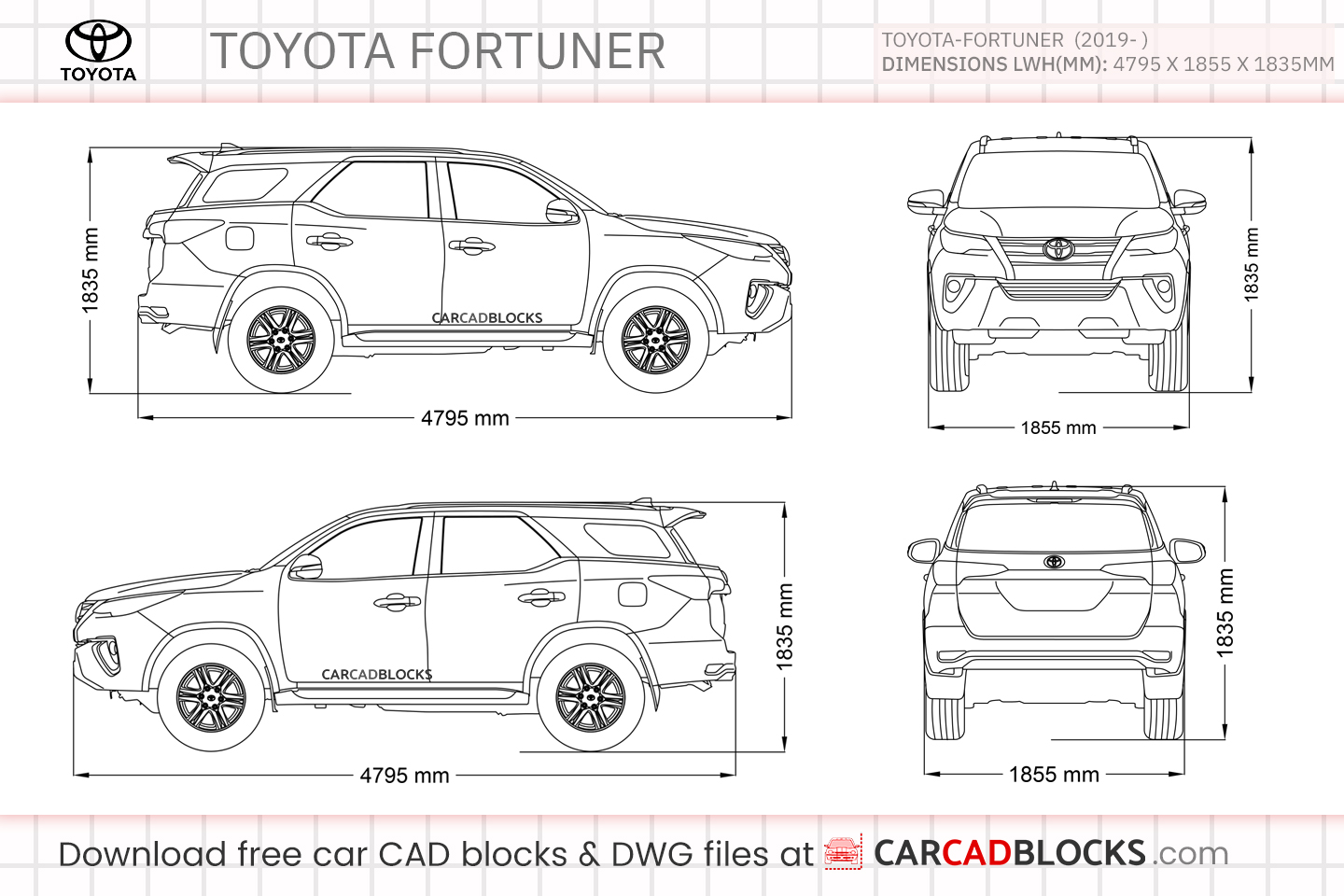 Toyota Fortuner Free CAD block, DWG File