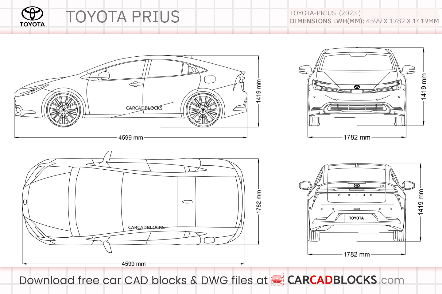 Toyota Prius Free CAD block, DWG File