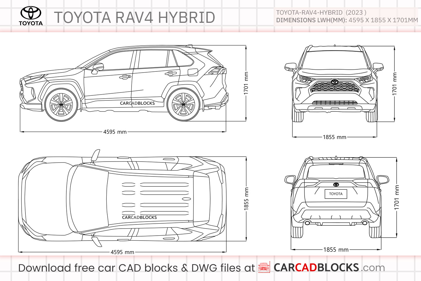 Toyota RAV4 Hybrid Free CAD block, DWG File
