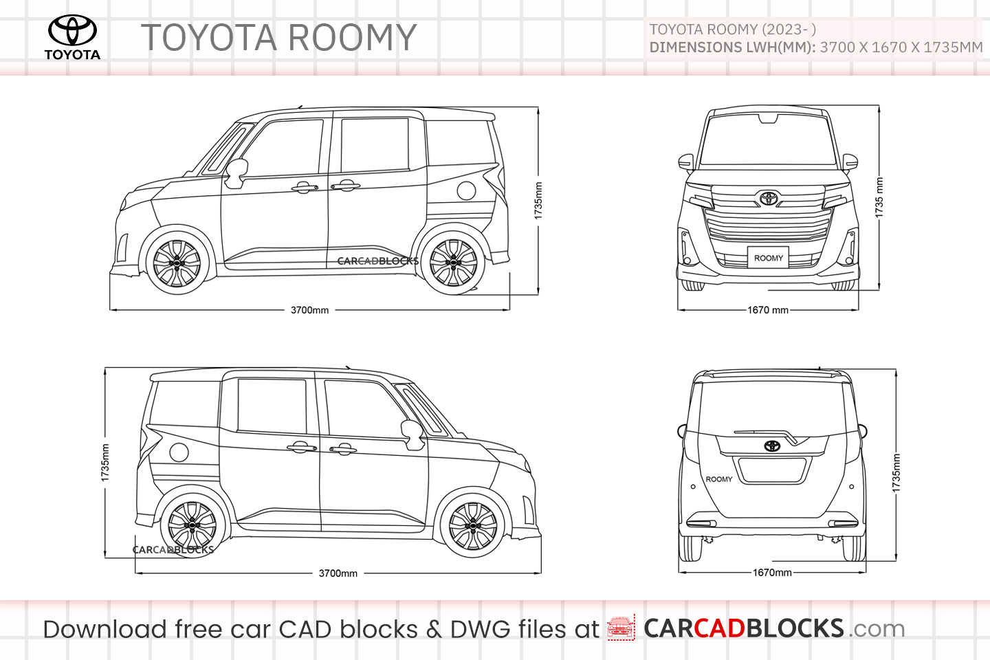 Toyota Roomy Free CAD block, DWG File