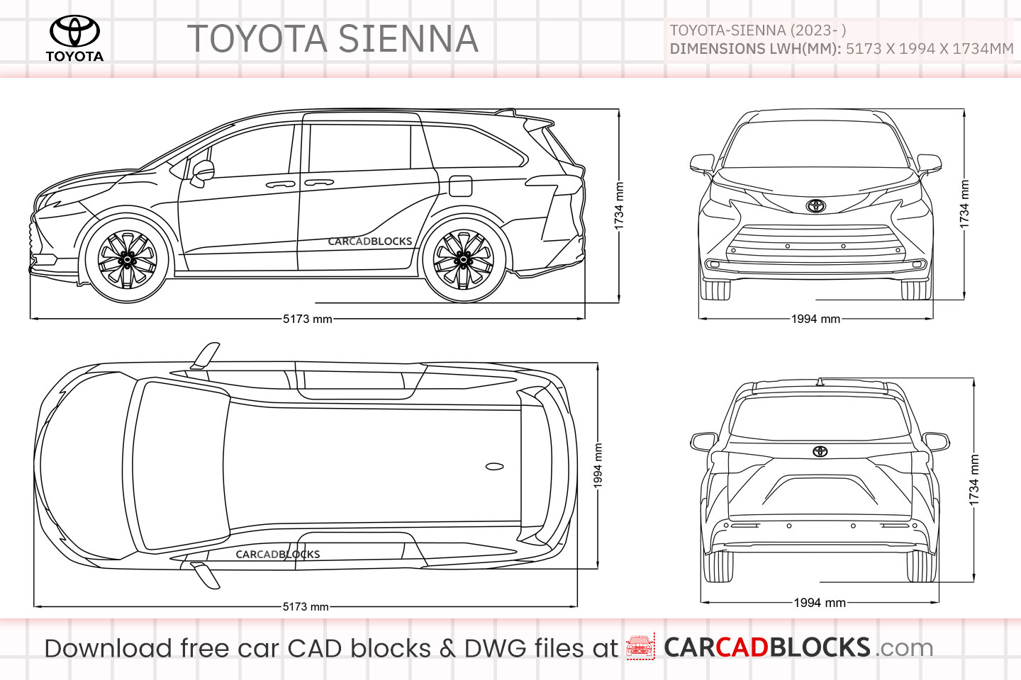Toyota Sienna Free CAD block, DWG Model