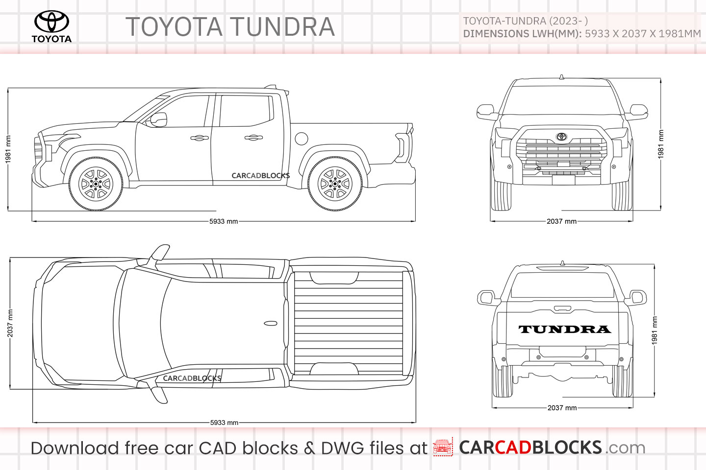 Toyota Tundra Free CAD block, DWG Model
