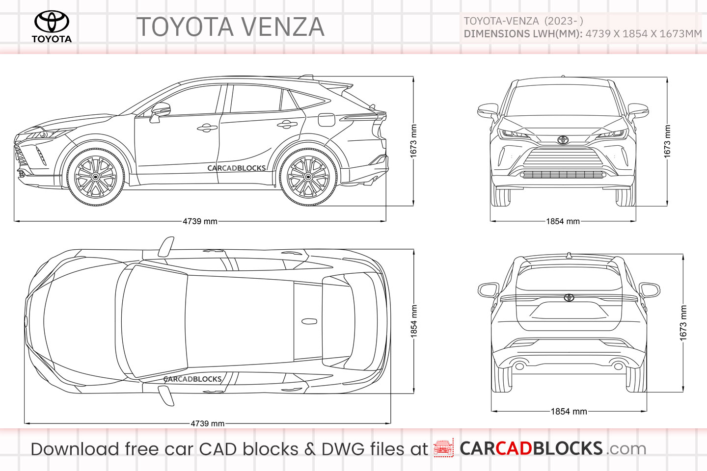 Toyota Venza Free CAD block, DWG File