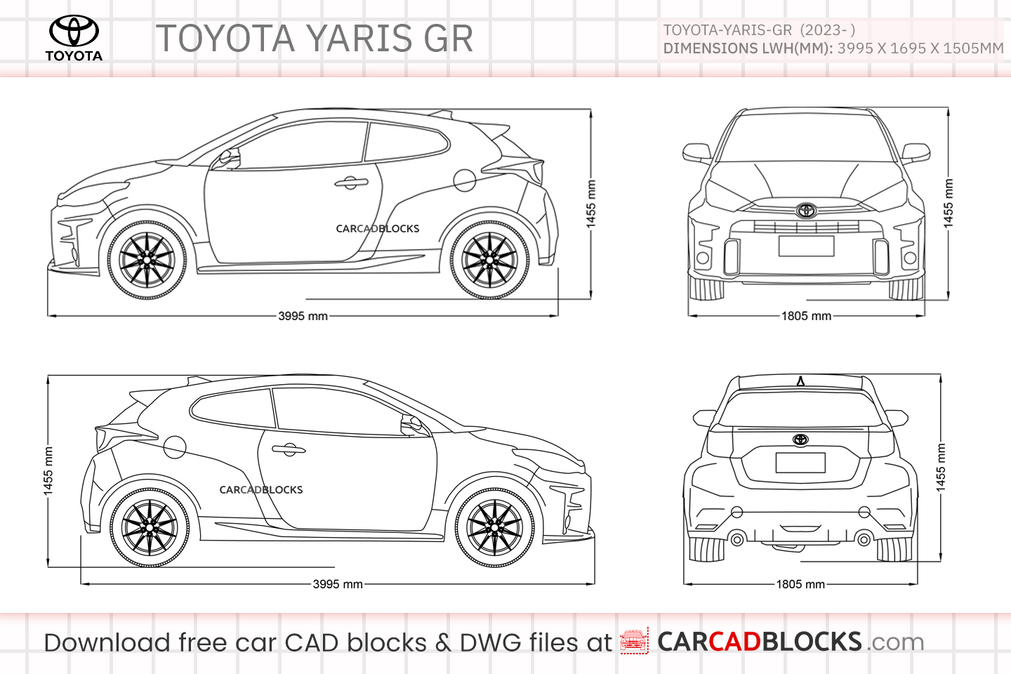 Toyota Yaris GR Free CAD block, DWG File