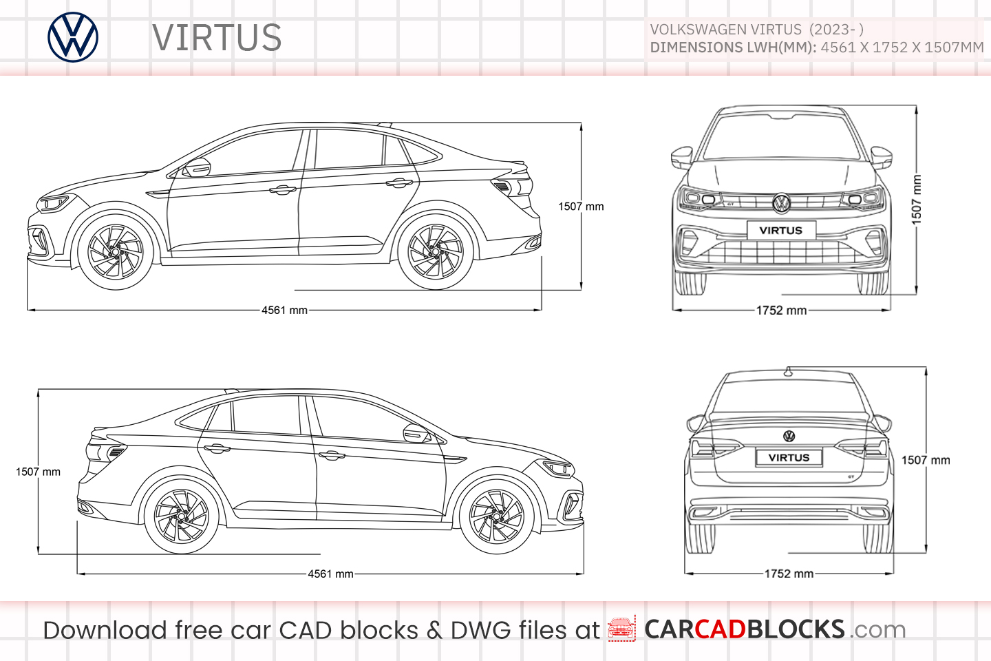 Volkswagen Virtus Free CAD block, DWG File