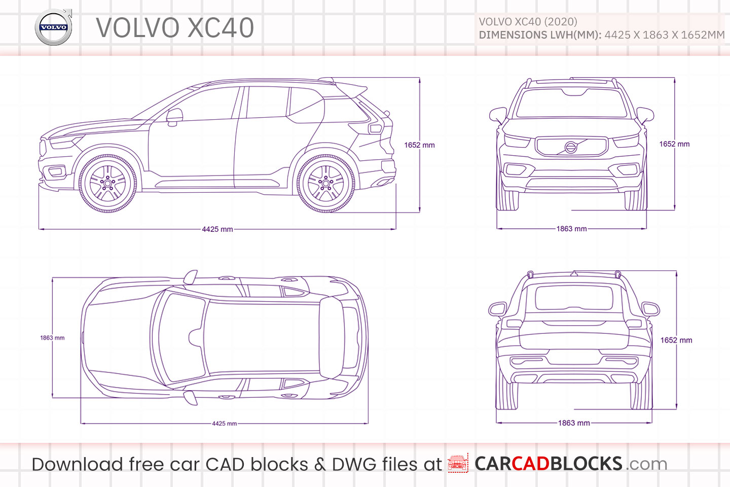 Volvo XC40 Free CAD block, DWG Model